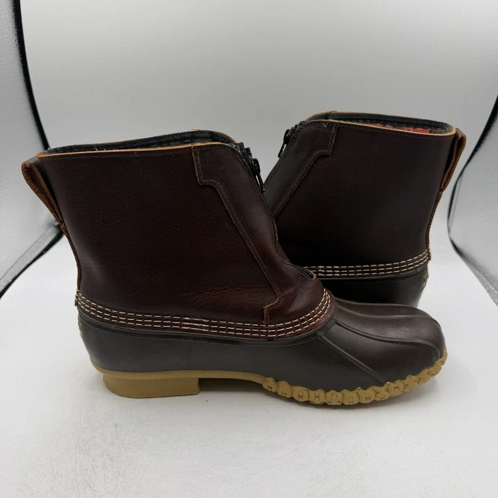 LL Bean Duck Boots Mens Sz 11 M Brown Insulated Fleece Lined Winter Front Zip‎
